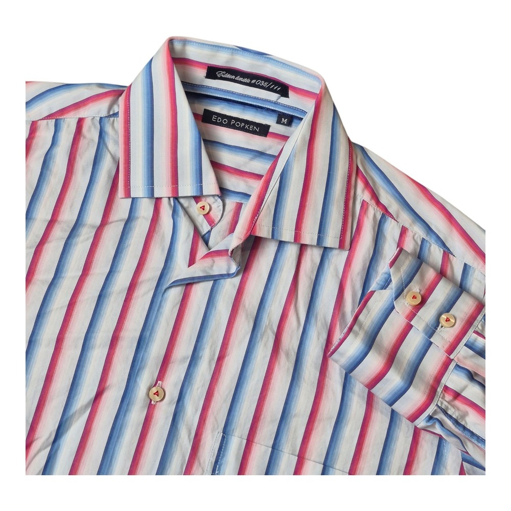 Edo Popken Limited Edition 035/111 Striped Cotton Long Sleeve Button Up Men's M